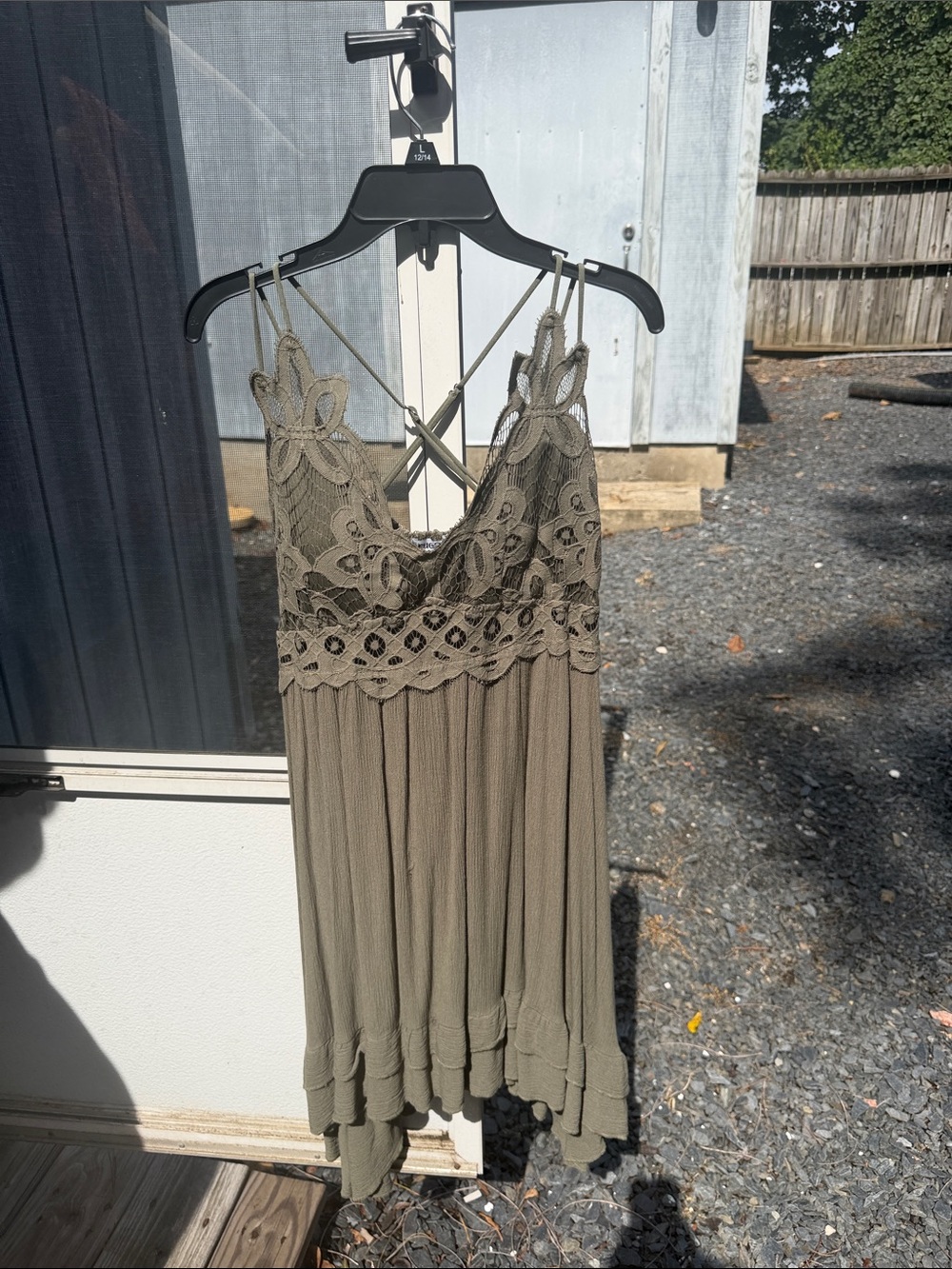 Rue21 Olive Green Lace-Trim Asymmetrical Slip Dress